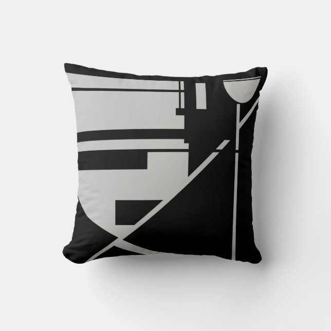 Cojín Decorativo Gris claro sobre abstracto geométrico negro (Anverso)