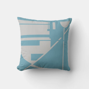 Cojín Decorativo Gris Claro sobre Azul Té Verde Geométrico Abstract