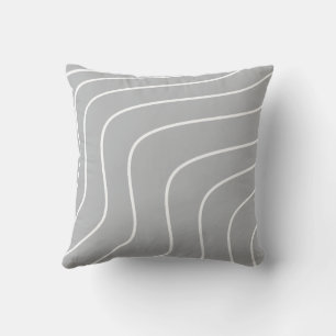 Cojín Decorativo Gris Claro y Onda Blanca