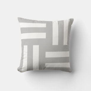 Cojín Decorativo Gris Claro y Rayado Blanco