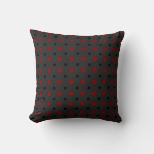 Cojín Decorativo Gris con puntos negros y rojos