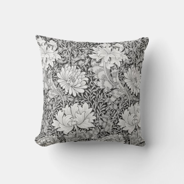 Cojín Decorativo Gris crisantemo, William Morris (Anverso)