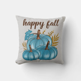 Cojín decorativo gris de calabazas azul otoño