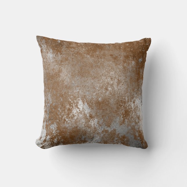 Cojín Decorativo Gris de cemento plateado grisáceo con angustia de  (Anverso)