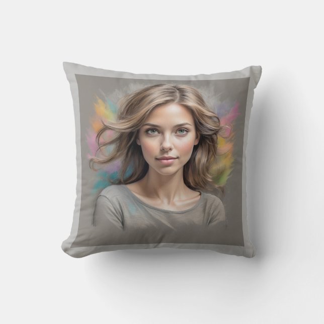 Cojín decorativo gris de esbozo Pastel (Anverso)