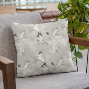 Cojín Decorativo Gris de pájaro de la grúa voladora