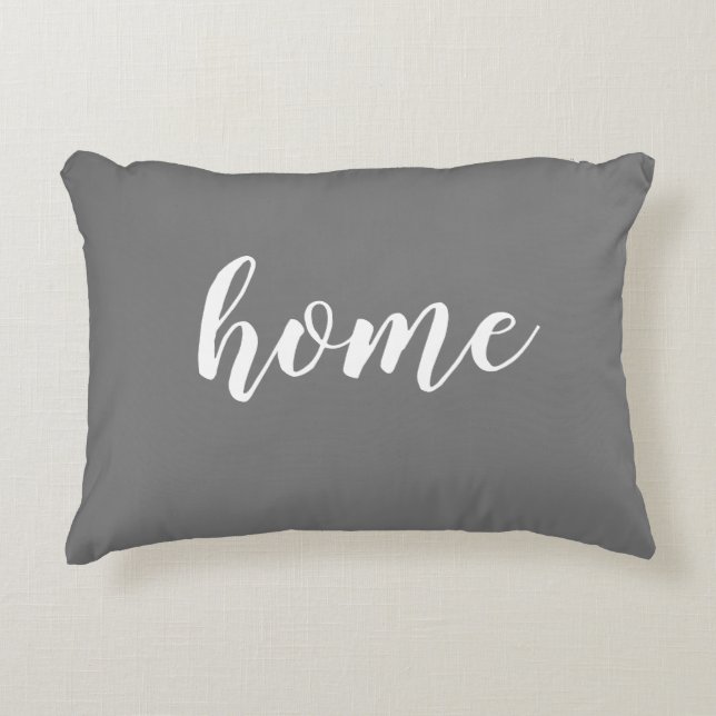 Cojín Decorativo Gris de sentimiento en casa (Anverso)
