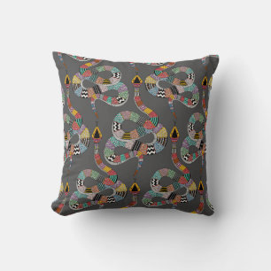 Cojín Decorativo gris de serpiente gráfico