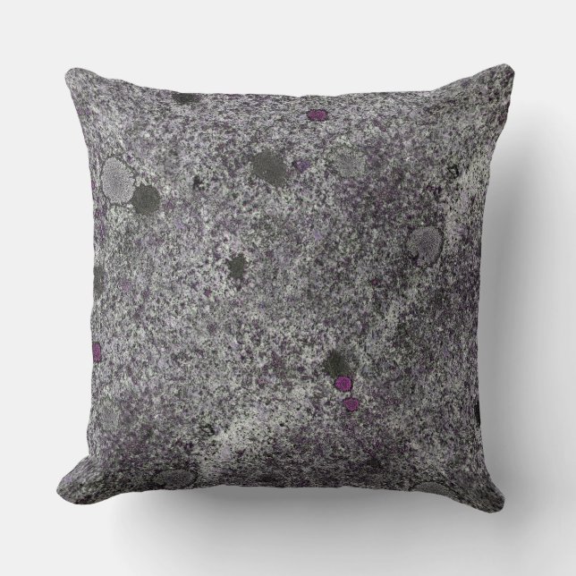 Cojín Decorativo Gris del granito con el detalle rosado (Anverso)