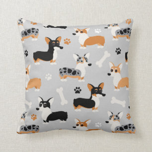 Cojín Decorativo Gris del patrón Corgi