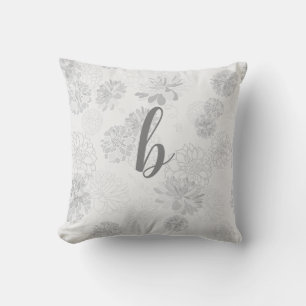 Cojín Decorativo Gris floral elegante monograma