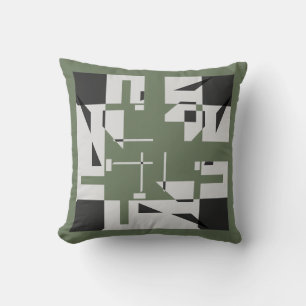 Cojín Decorativo Gris Negro sobre Oliva 4 Esquina Pequeña Forma Lab