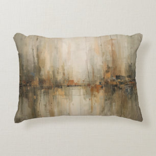 Cojín Decorativo Gris Oliva Malhumorado Naranja Quemado Ámbar Negro