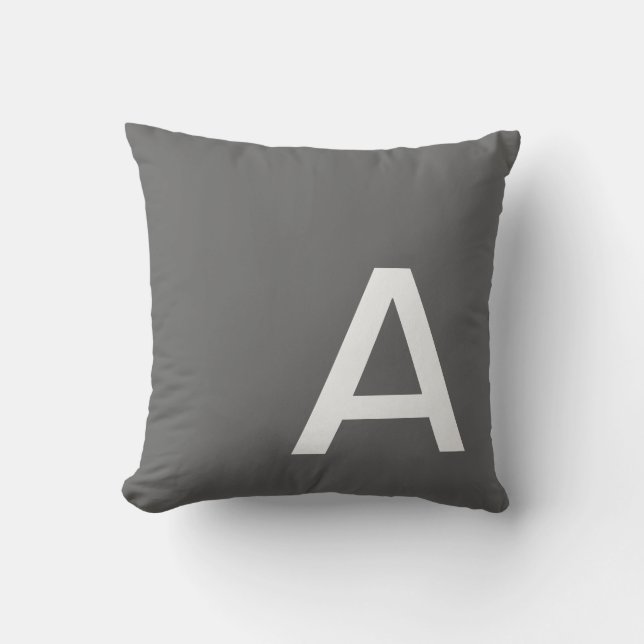 Cojín Decorativo Gris oscuro monogramado (Anverso)