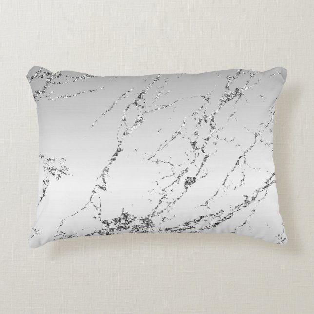 Cojín Decorativo Gris Plateado Glitzy Falso Brillo (Anverso)