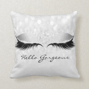 Cojín Decorativo Gris plateado maquillaje latigazos Hola espléndido