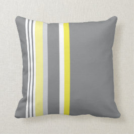 Cojín Decorativo Gris (raya amarilla)