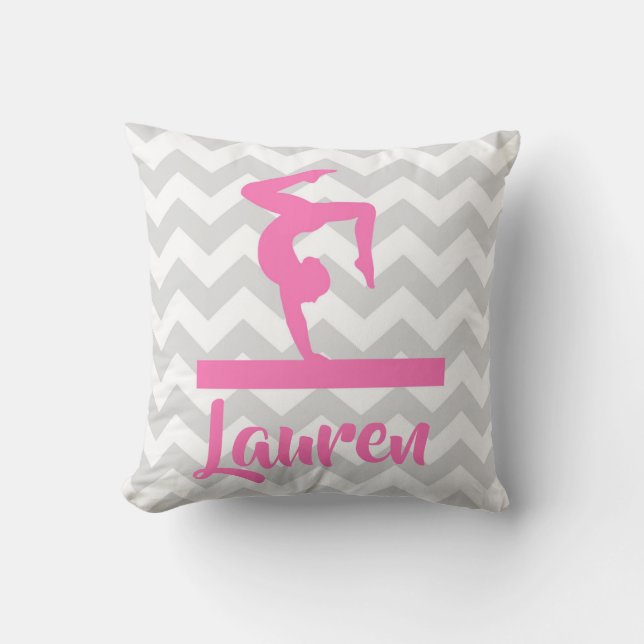 Cojín decorativo gris rosado de la gimnasia (Anverso)