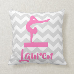 Cojín decorativo gris rosado de la gimnasia