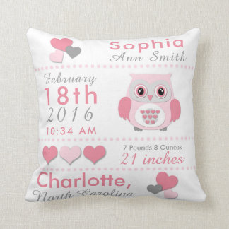 Cojín decorativo gris rosado del cuarto de niños