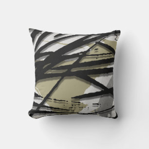Cojín Decorativo Gris Sage Negro y Blanco Artístico Abstracto 