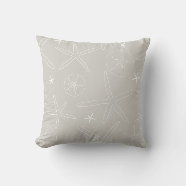 Cojín decorativo Gris Starfish & Sand Dollar (Anverso)