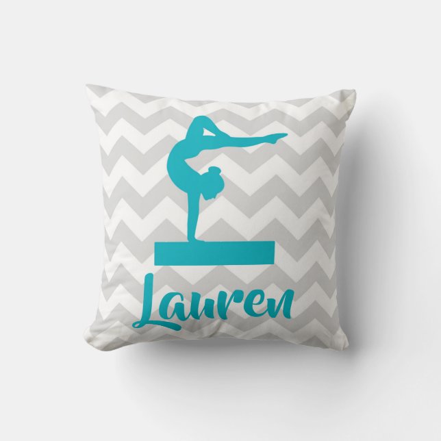 Cojín decorativo gris verde azulado de la gimnasia (Anverso)