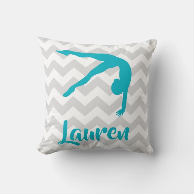 Cojín decorativo gris verde azulado de la gimnasia (Anverso)