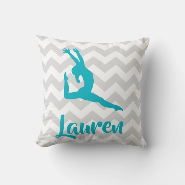 Cojín decorativo gris verde azulado de la gimnasia (Anverso)