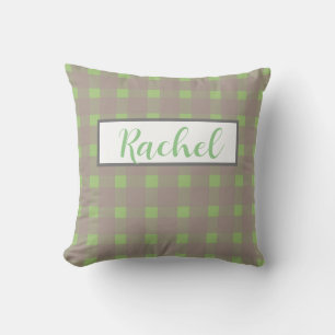 Cojín Decorativo Gris verde Gingham personalizado