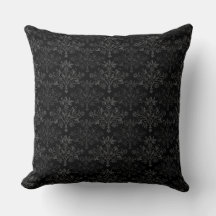 Gris Vintage sobre Patrón Floral de Damasco Negro