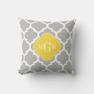 Cojín Decorativo Gris Wht Marroquí #5 Piña 3 Monograma Inicial
