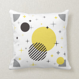Cojín Decorativo Gris y Amarillo Moderno Retro