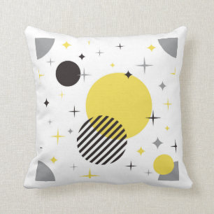 Cojín Decorativo Gris Y Amarillo Retro Modernos