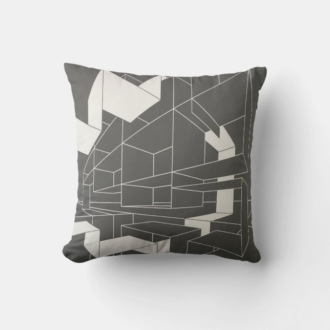 Cojín decorativo gris y blanco (Anverso)