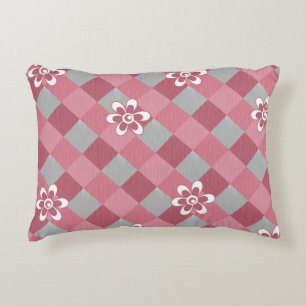 Cojín Decorativo Gris y rosa graso con flores de camomila