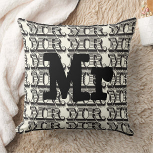 Cojín Decorativo Groom Black and Ivory Mr Typography Pattern