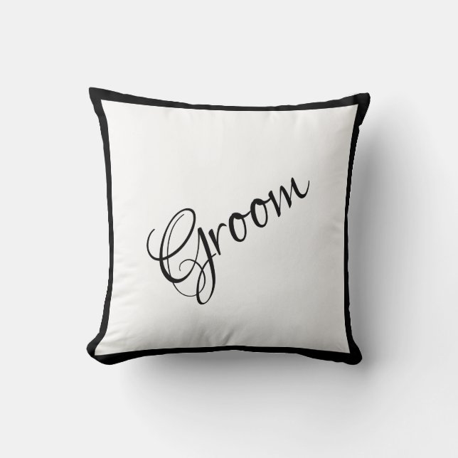 Cojín Decorativo Groom Black Script Elegant Wedding Keepsake (Anverso)
