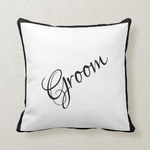 Cojín Decorativo Groom Black Script Elegant Wedding Keepsake