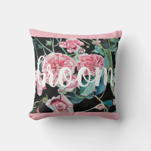 Cojín Decorativo Groom Rosa Retro Rosa Rosas Decoración Boda Cushio