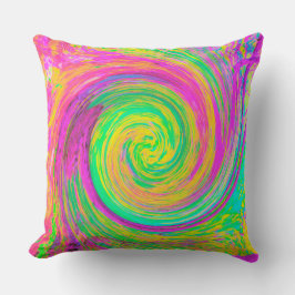 Cojín Decorativo Groovy Abstract Púrpura y Amarillo líquido Swirl