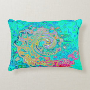 Cojín Decorativo Groovy Abstract Retro Arcoiris Liquido Swirl