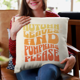 Cojín Decorativo Groovy Autumn Vibes Pumpkins Personalizado Est Dat