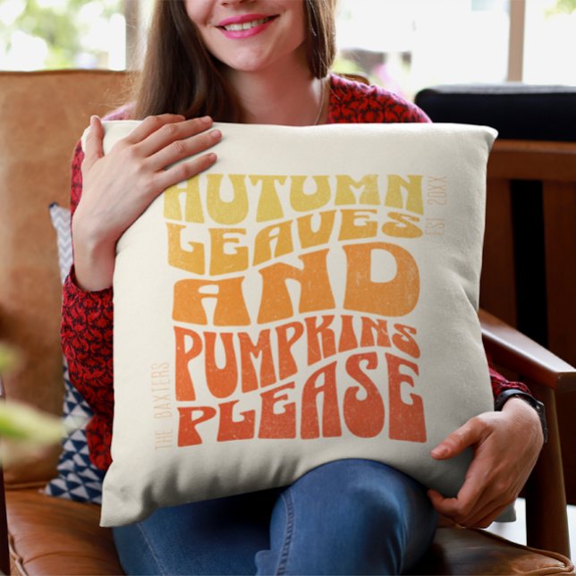 Cojín Decorativo Groovy Autumn Vibes Pumpkins Personalizado Est Dat (Subido por el creador)