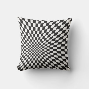 Cojín Decorativo Groovy Check Retro Illusion Black and White