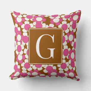 Cojín Decorativo Groovy Daisy Toss - Marrón, Rosa Caliente y Blanco