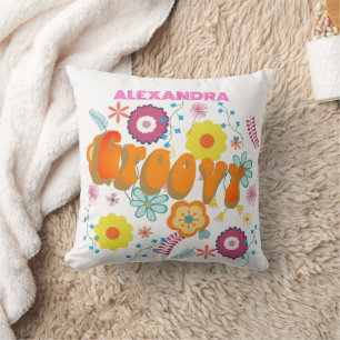 Cojín Decorativo Groovy Flower Power Pink White