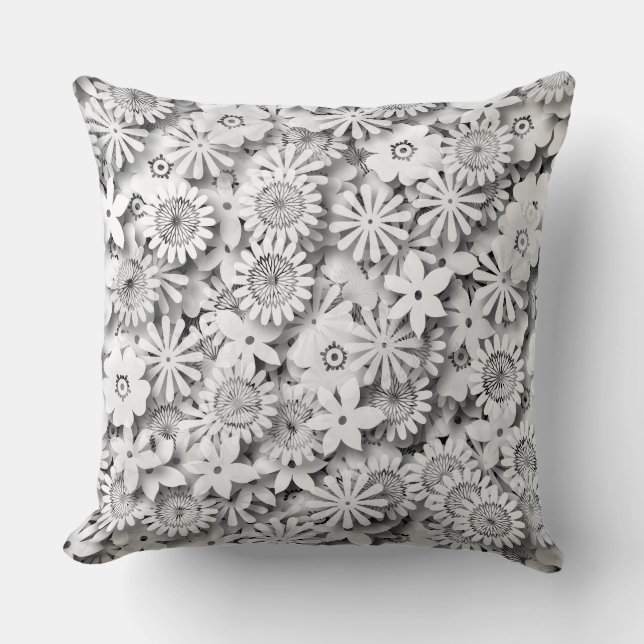 Cojín Decorativo Groovy Flowers Garden Monocrome (Anverso)