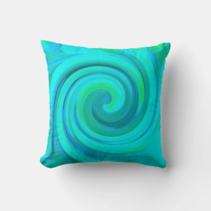 Cojín Decorativo Groovy Guay Resumen Aqua Liquid Art Swirl