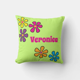 Cojín Decorativo Groovy Hippie Flower Power Custom Name
